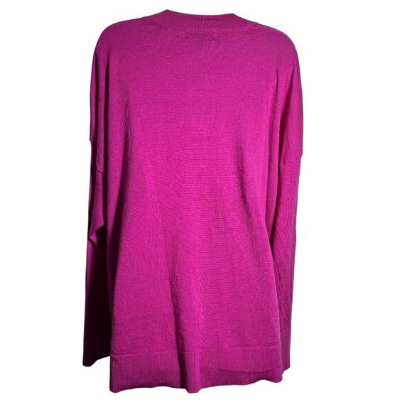 Banana Republic Merino Wool Boxy v-neck sweater womens XXL Fuchsia hot pink - Picture 5 of 9